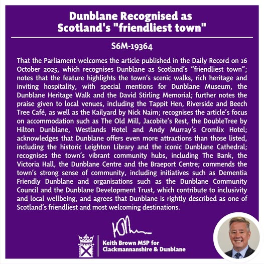 Dunblane Recognised as Scotland’s Friendliest&nbsp;Town